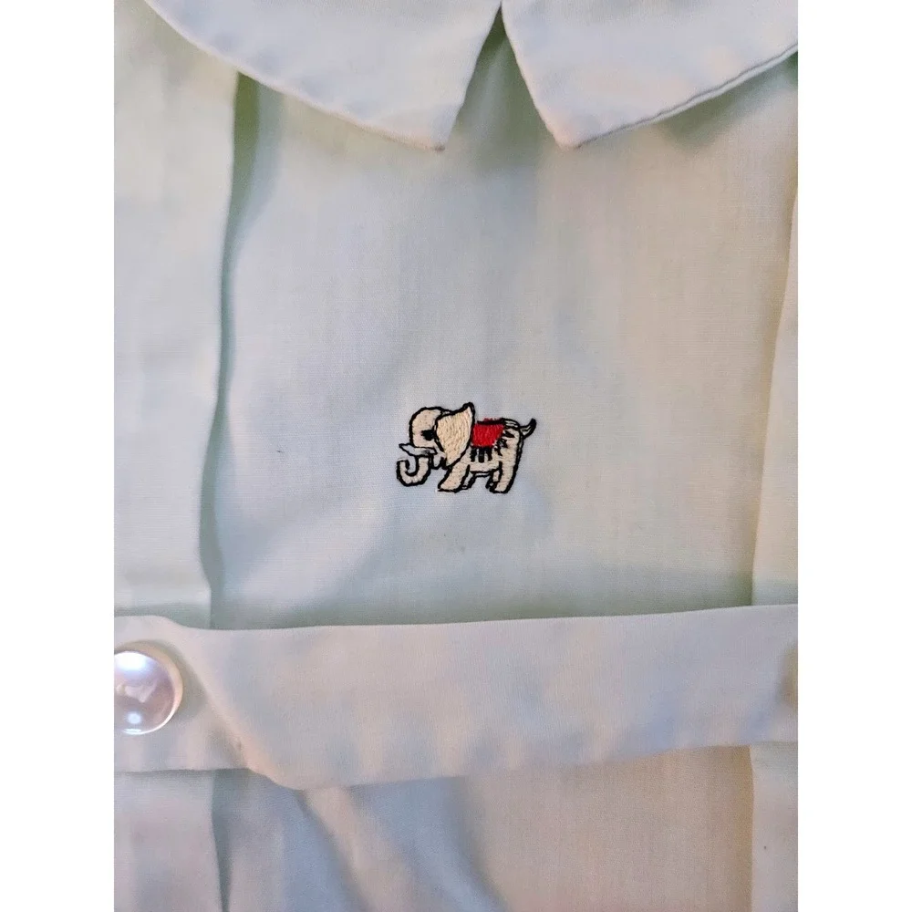 Bryan Romper Baby Boys 6-9M Mint Green Excellent Vintage Elephant Embroidery